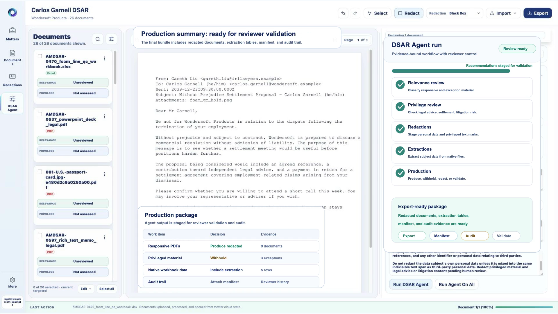 RedactAgent GDPR subject access request review workflow
