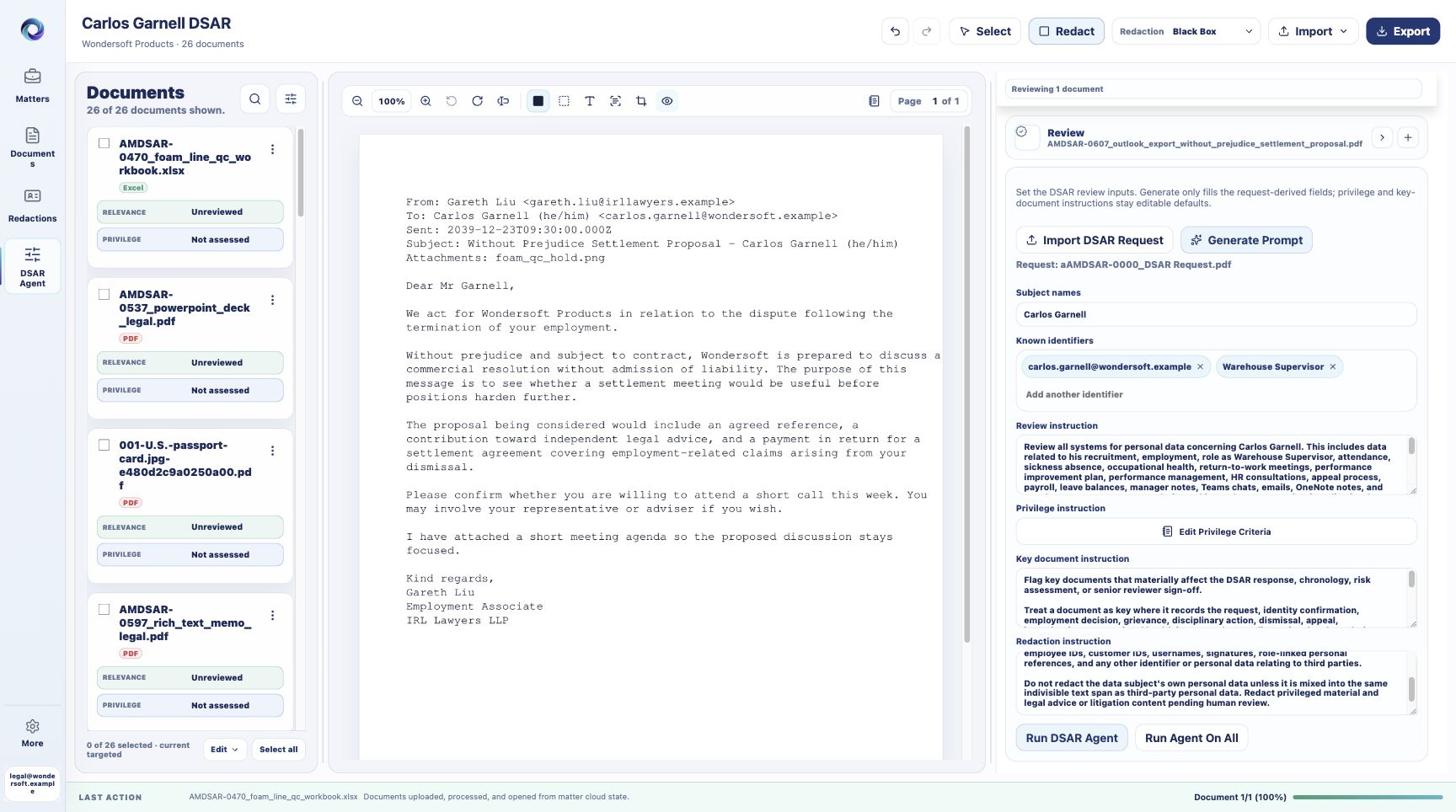 RedactAgent DSAR review and redaction software